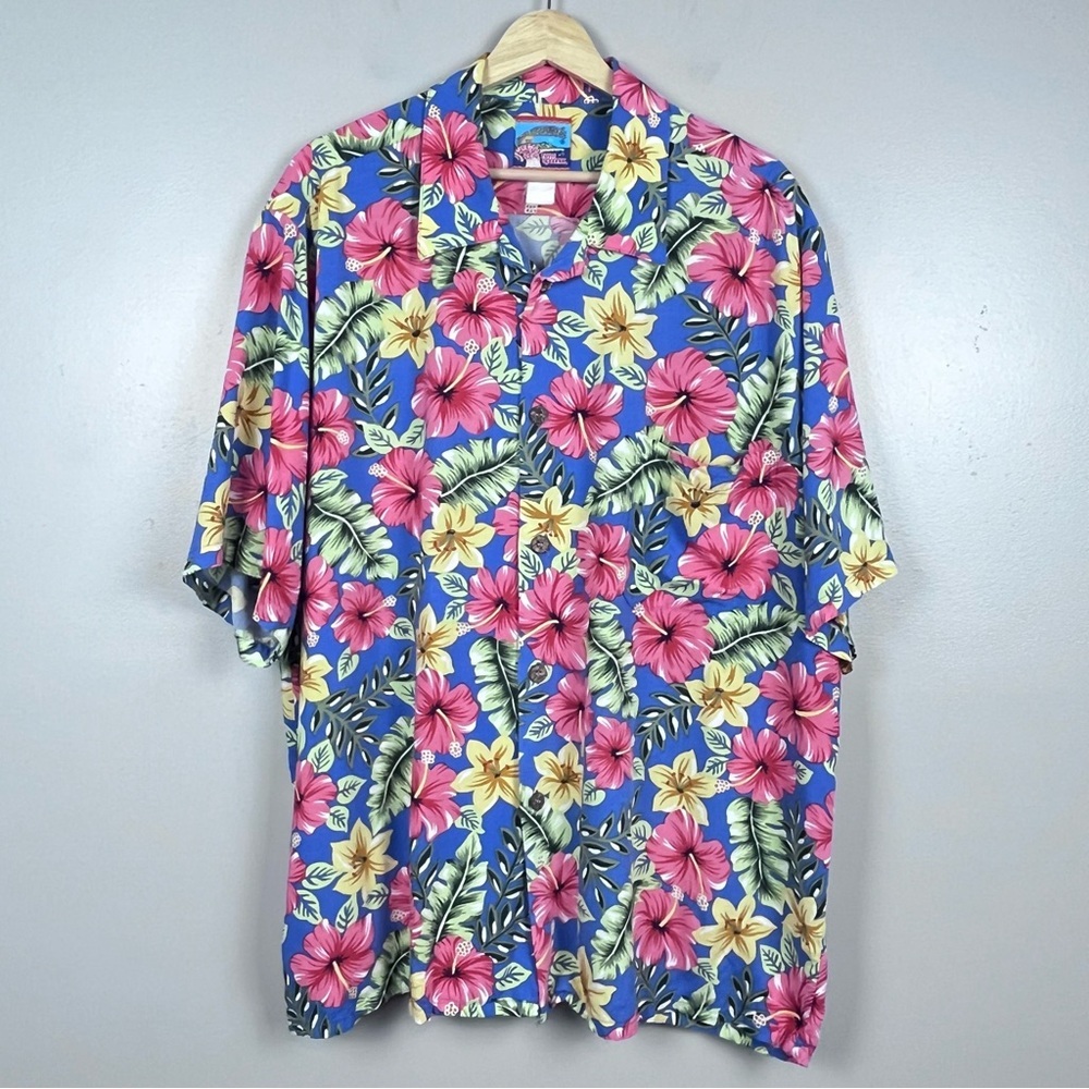 Reyn Spooner Joe Kealoha Men's Tropical Hibiscus Print Hawaiian Shirt Size XXL